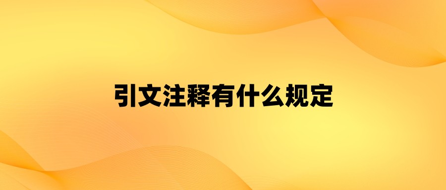 引文注释有什么规定