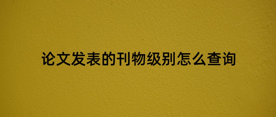 论文发表的刊物级别怎么查询